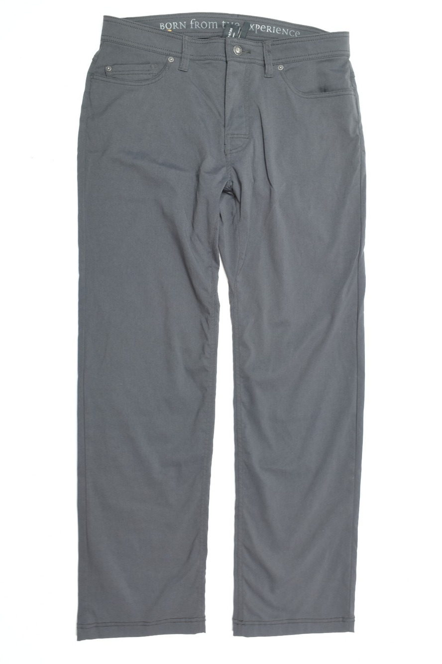 prANa Brion Pants Mens 34x32 Gray Slim Fit Nylon Stretch Lightweight Hiking
